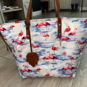 Tommy Bahama Siesta Key Wet Bikini Pouch Flamingo Squad Colorful Tote Bag Purse